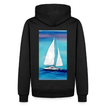 Les marins adorent le catamaran Catamaran Waves Wind - Sweat à capuche Premium bio Homme - noir - Dos - Nico (187cm)