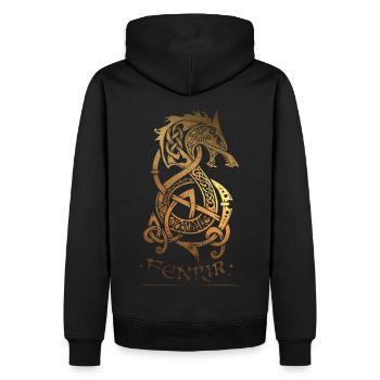Fenrir - Wolf - Odin - Valhalla - Nurdish - - Men’s Premium Organic Hoodie - black - Back - Nico (187cm)