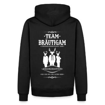 Team Bräutigam JGA Abschiedstour Feiern Party - Männer Premium Bio Hoodie - Schwarz - Hinten - Nico (187cm)