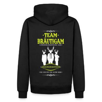 Team Bräutigam JGA Abschiedstour Feiern Party - Männer Premium Bio Hoodie - Schwarz - Hinten - Nico (187cm)