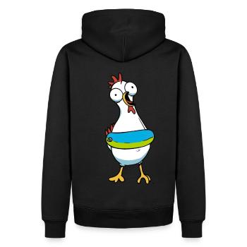 Huhn Schwimmer Schwimmring Henne Geflügel - Männer Premium Bio Hoodie - Schwarz - Hinten - Nico (187cm)