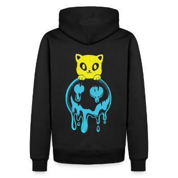 Coucher de soleil Chat Chat Visage Chat Soleil - Sweat à capuche Premium bio Homme - noir - Dos - Nico (187cm)