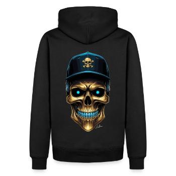 Crâne urbain casquette baseball - Sweat à capuche Premium bio Homme - noir - Dos - Nico (187cm)