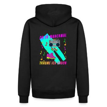 80er, Bunt, Schrill und Retro - Männer Premium Bio Hoodie - Schwarz - Hinten - Nico (187cm)