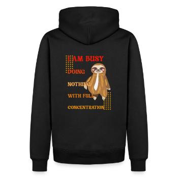 Ich bin voll beschäftigt nichts zu tun - Männer Premium Bio Hoodie - Schwarz - Hinten - Nico (187cm)