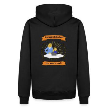 Rentner und Enkel am Computer - Männer Premium Bio Hoodie - Schwarz - Hinten - Nico (187cm)