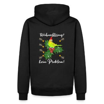 Weihnachten Wellensittich mit Stechpalme - Männer Premium Bio Hoodie - Schwarz - Hinten - Nico (187cm)