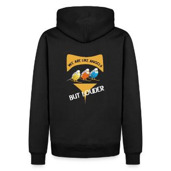Wellensittiche sind wie Engel nur lauter - Männer Premium Bio Hoodie - Schwarz - Hinten - Nico (187cm)