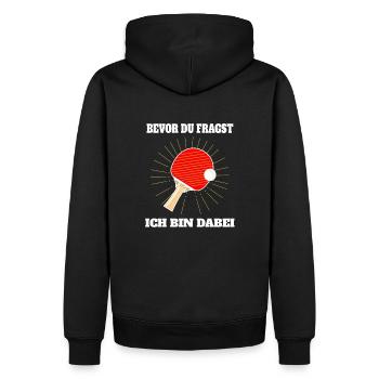 Bevor du fragst, Tischtennis immer - Männer Premium Bio Hoodie - Schwarz - Hinten - Nico (187cm)