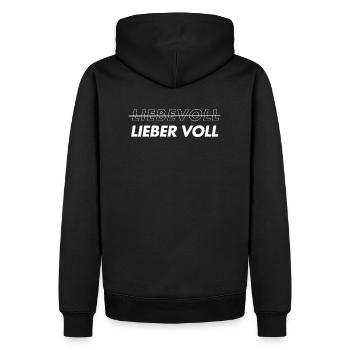 Liebevoll. Lieber voll - Männer Premium Bio Hoodie - Schwarz - Hinten - Nico (187cm)
