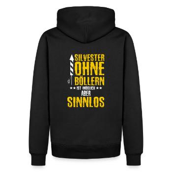 Böllern Feuerwerk Silvester Pyrotechnik Geschenk - Männer Premium Bio Hoodie - Schwarz - Hinten - Nico (187cm)