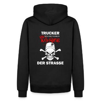 LKW-Fahrer . Trucker sind die Könige der Strasse - Männer Premium Bio Hoodie - Schwarz - Hinten - Nico (187cm)