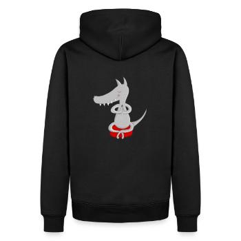Wolf in deep meditation - Men’s Premium Organic Hoodie - black - Back - Nico (187cm)