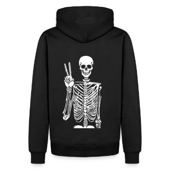 Costume de squelette Drôle Halloween Doigt de la paix - Sweat à capuche Premium bio Homme - noir - Dos - Nico (187cm)