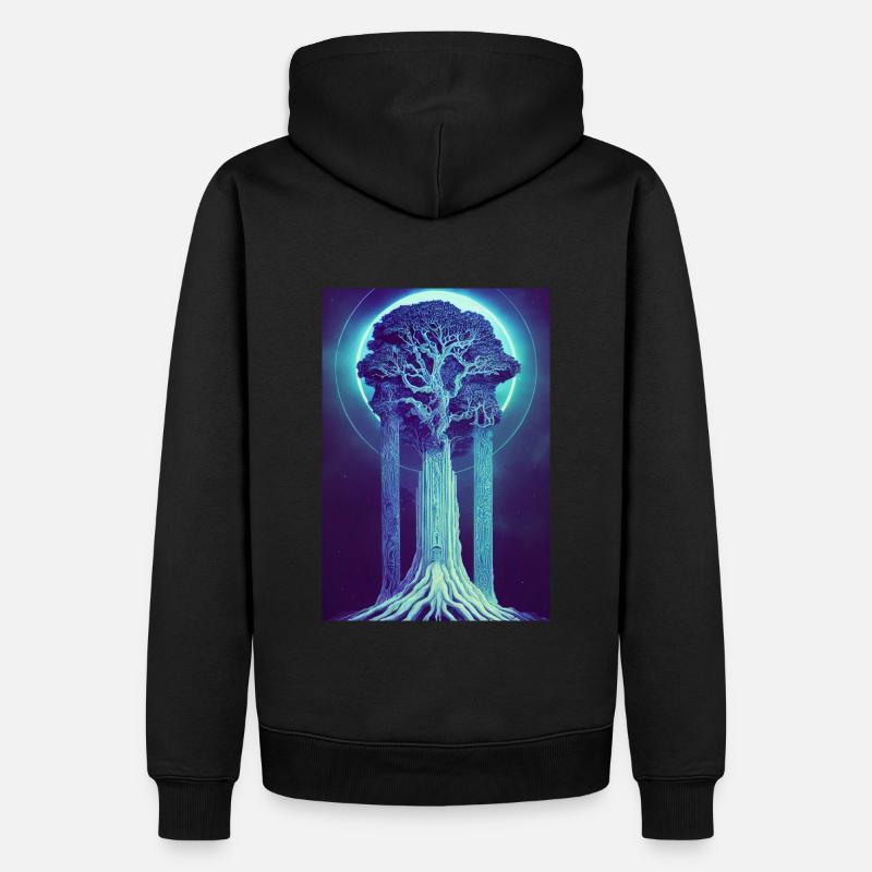 Temple de l’arbre du monde du crâne de cristal avec à travers - Sweat à capuche Premium bio Homme - noir
