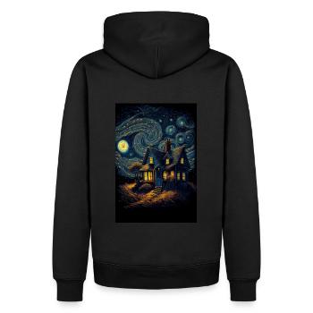 Maison Nuit étoilée - Sweat à capuche Premium bio Homme - noir - Dos - Nico (187cm)