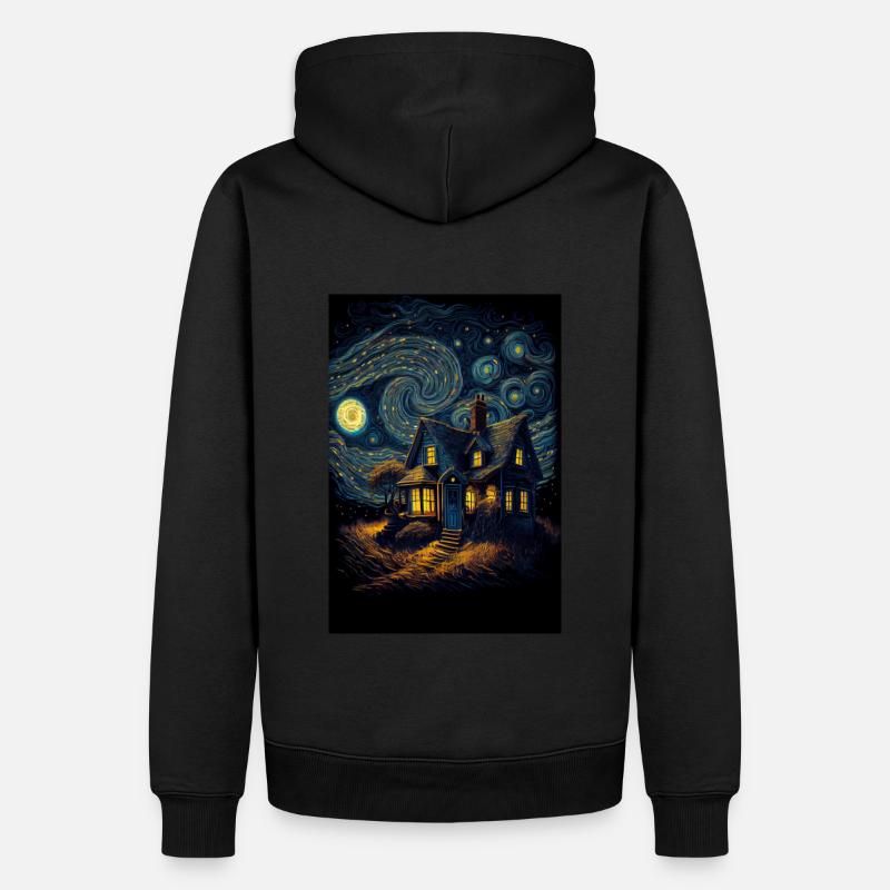 house starry night - Männer Premium Bio Hoodie - Schwarz