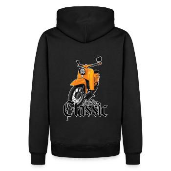 Schwalbe (gelb) // Illustration - Männer Premium Bio Hoodie - Schwarz - Hinten - Nico (187cm)
