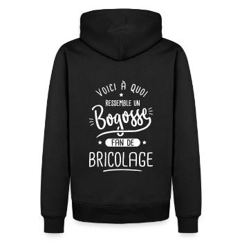 Bricolage Bogosse fan de bricolage - Sweat à capuche Premium bio Homme - noir - Dos - Nico (187cm)