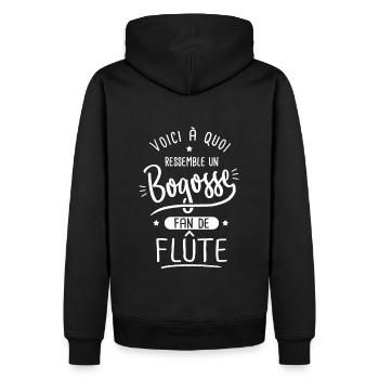 Flûte Bogosse fan musique musicien flûte - Sweat à capuche Premium bio Homme - noir - Dos - Nico (187cm)