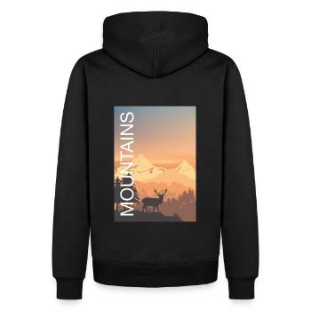 Mountains - Männer Premium Bio Hoodie - Schwarz - Hinten - Nico (187cm)