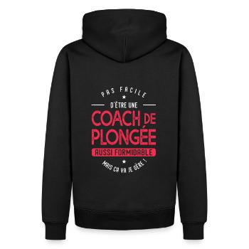 coach Plongée formidable cadeau femme plongée - Sweat à capuche Premium bio Homme - noir - Dos - Nico (187cm)