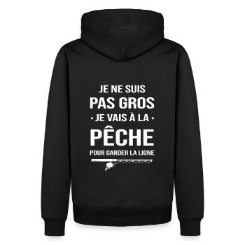 Pêche pêcheur je vais à la pêche garder la ligne - Sweat à capuche Premium bio Homme - noir - Dos - Nico (187cm)