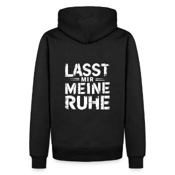 Lasst mir meine Ruhe - einfach in Ruhe lassen - Männer Premium Bio Hoodie - Schwarz - Hinten - Nico (187cm)