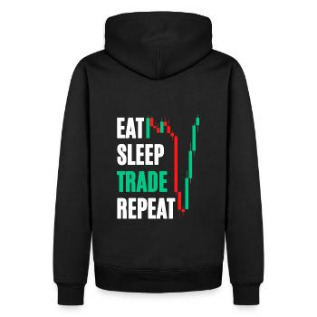 Eat Sleep Trade Repeat - Men’s Premium Organic Hoodie - black - Back - Nico (187cm)