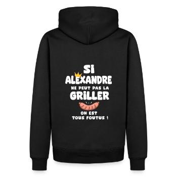 Alexandre roi barbecue cadeau alexandre fêtes - Sweat à capuche Premium bio Homme - noir - Dos - Nico (187cm)
