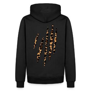 Leopardenfell Muster Kratzer Wildlife Safari 3D - Männer Premium Bio Hoodie - Schwarz - Hinten - Nico (187cm)
