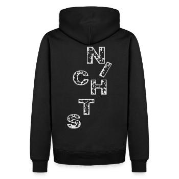Nichts - Wort - schenke Nichts - Männer Premium Bio Hoodie - Schwarz - Hinten - Nico (187cm)