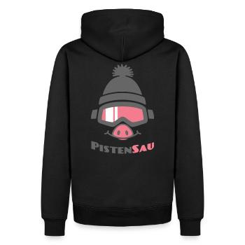 PistenSau (Rüssel-Edition) - Männer Premium Bio Hoodie - Schwarz - Hinten - Nico (187cm)