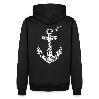 Les ancres - Oiseaux - Sweat à capuche Premium bio Homme - noir - Dos - Nico (187cm)