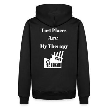 Lost Places Are My Therapy – Urban Explorer Shirt - Männer Premium Bio Hoodie - Schwarz - Hinten - Nico (187cm)