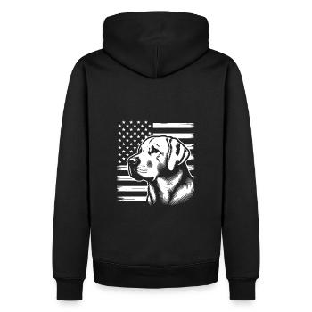 Labrador Retriever Lab with American Flag - Men’s Premium Organic Hoodie - black - Back - Nico (187cm)