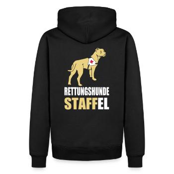 634 Rettungshunde STAFFel - Männer Premium Bio Hoodie - Schwarz - Hinten - Nico (187cm)