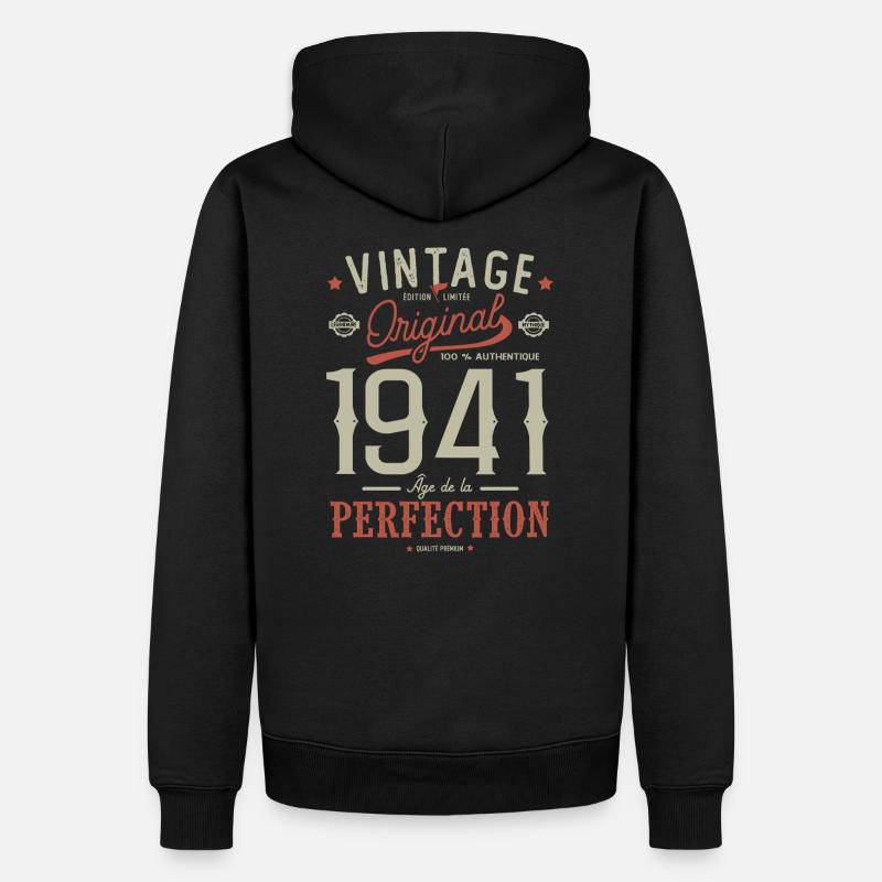 âge de la perfection 1941, anniversaire 81 ans - Sweat à capuche Premium bio Homme - noir