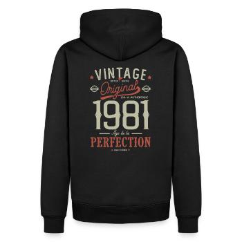 Âge perfection 1981 cadeau anniversaire - Sweat à capuche Premium bio Homme - noir - Dos - Nico (187cm)
