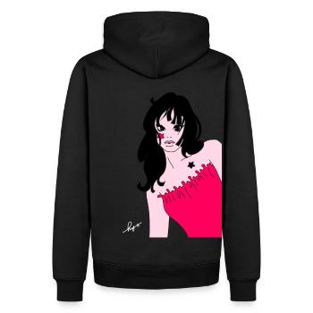 hello - Sweat à capuche Premium bio Homme - noir - Dos - Nico (187cm)