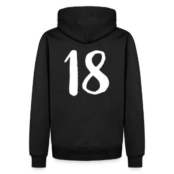 18 anniversaire nombre nombre cadeau - Sweat à capuche Premium bio Homme - noir - Dos - Nico (187cm)