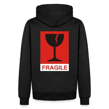 FRAGIL - Männer Premium Bio Hoodie - Schwarz - Hinten - Nico (187cm)