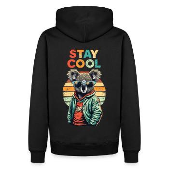 Retro Koala Stay Cool - Männer Premium Bio Hoodie - Schwarz - Hinten - Nico (187cm)