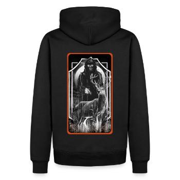 Horror, Halloween, Ghost, Deer, Death, Wilderness, Occult - Men’s Premium Organic Hoodie - black - Back - Nico (187cm)