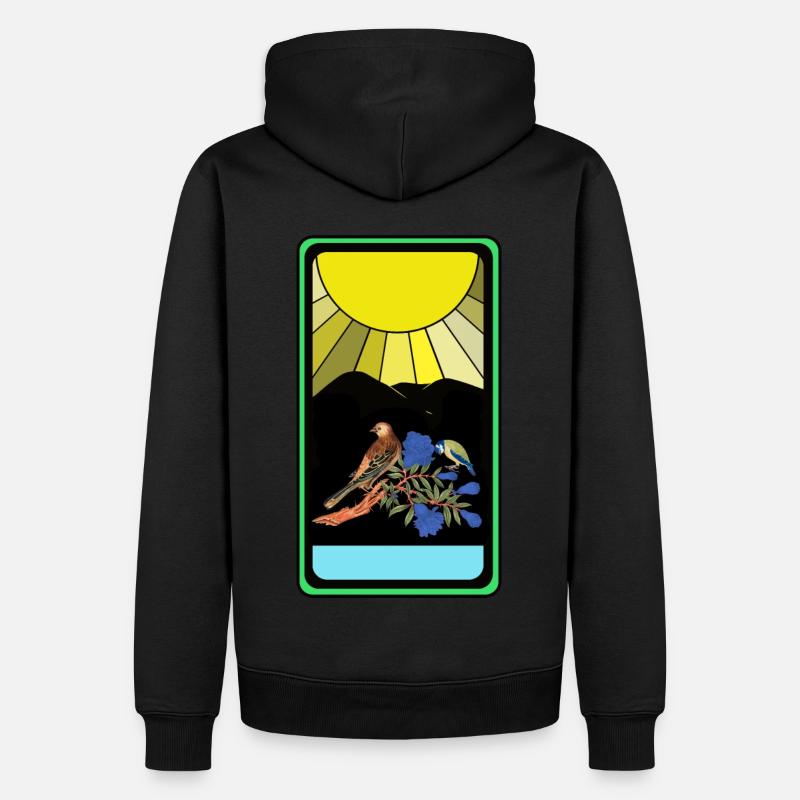 Soleil, Nature, Oiseau - Sweat à capuche Premium bio Homme - noir
