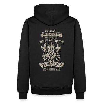 Wikinger sei stark - Männer Premium Bio Hoodie - Schwarz - Hinten - Nico (187cm)