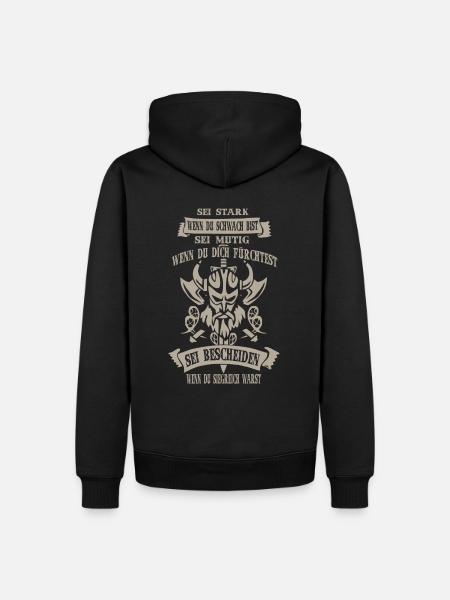 Wikinger sei stark - Männer Premium Bio Hoodie - Schwarz