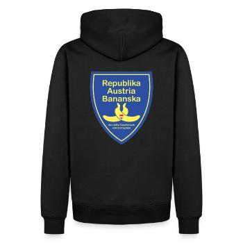 Republika Bananska - Bananebrepublik Österreich - Männer Premium Bio Hoodie - Schwarz - Hinten - Nico (187cm)