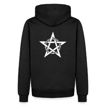 Pentagramm weiß - Männer Premium Bio Hoodie - Schwarz - Hinten - Nico (187cm)
