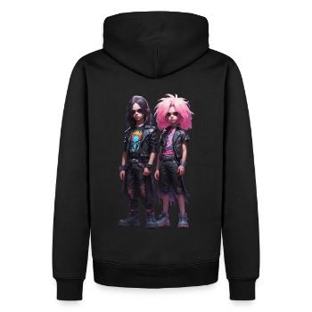 Rock-Kinder - Männer Premium Bio Hoodie - Schwarz - Hinten - Nico (187cm)